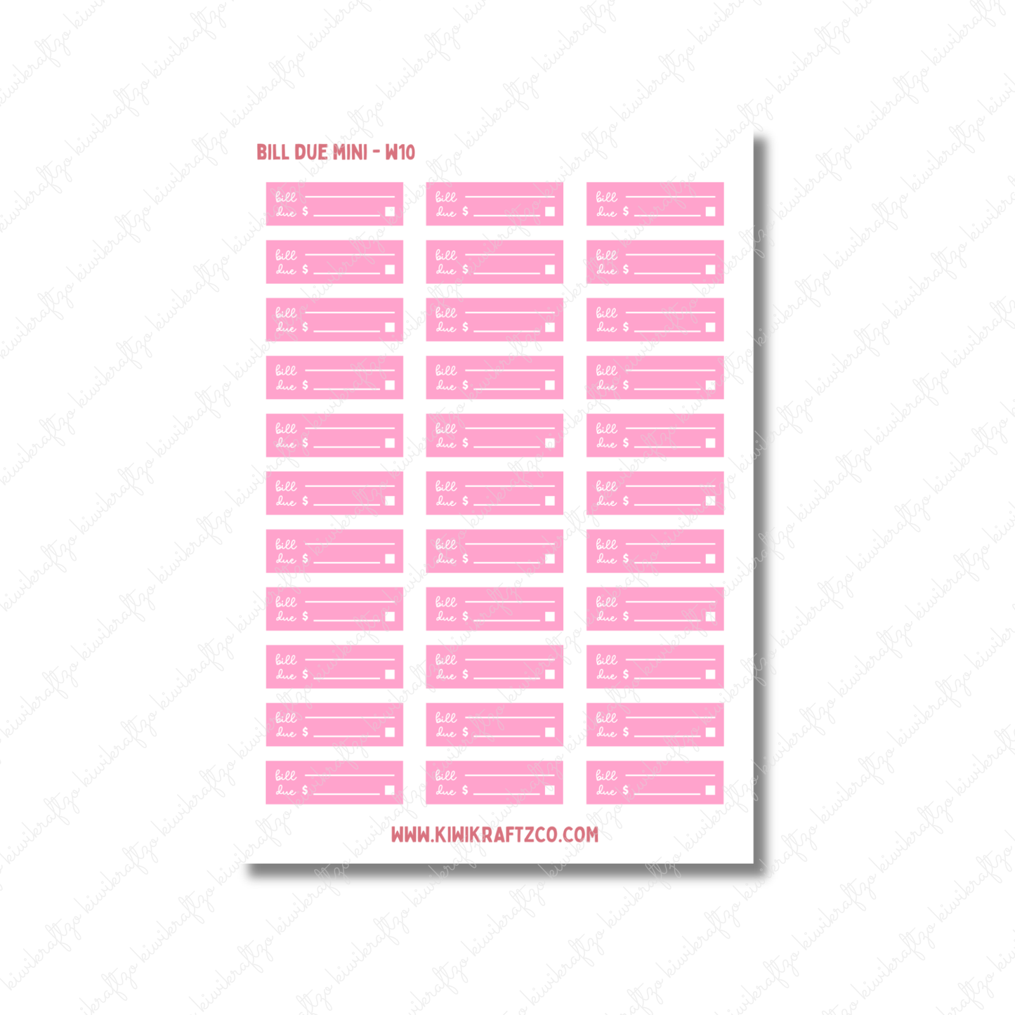 Bill Due Stickers - Mini Size W26