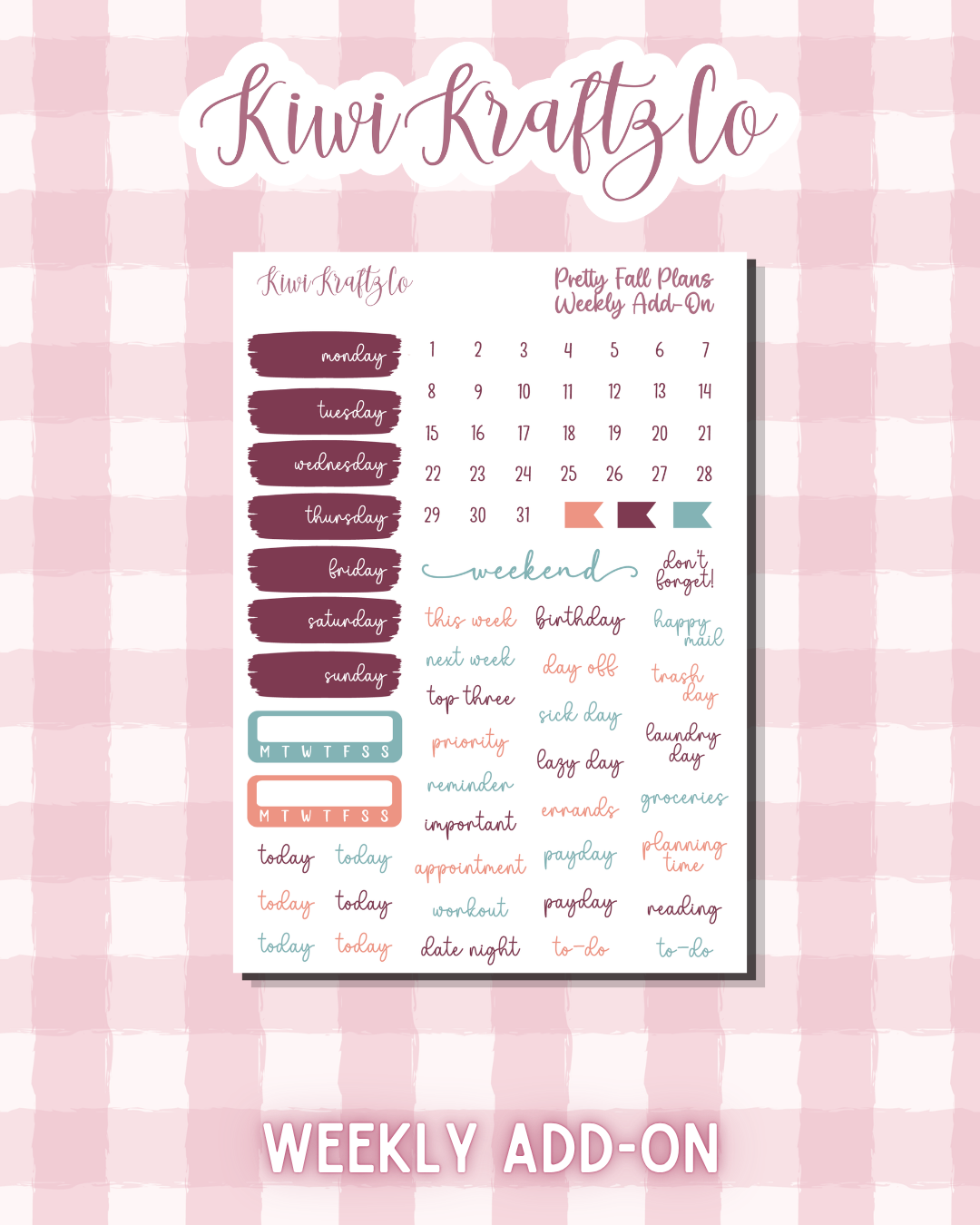 Pretty Fall Plans PHYSICAL Sticker Kit - Petite Size