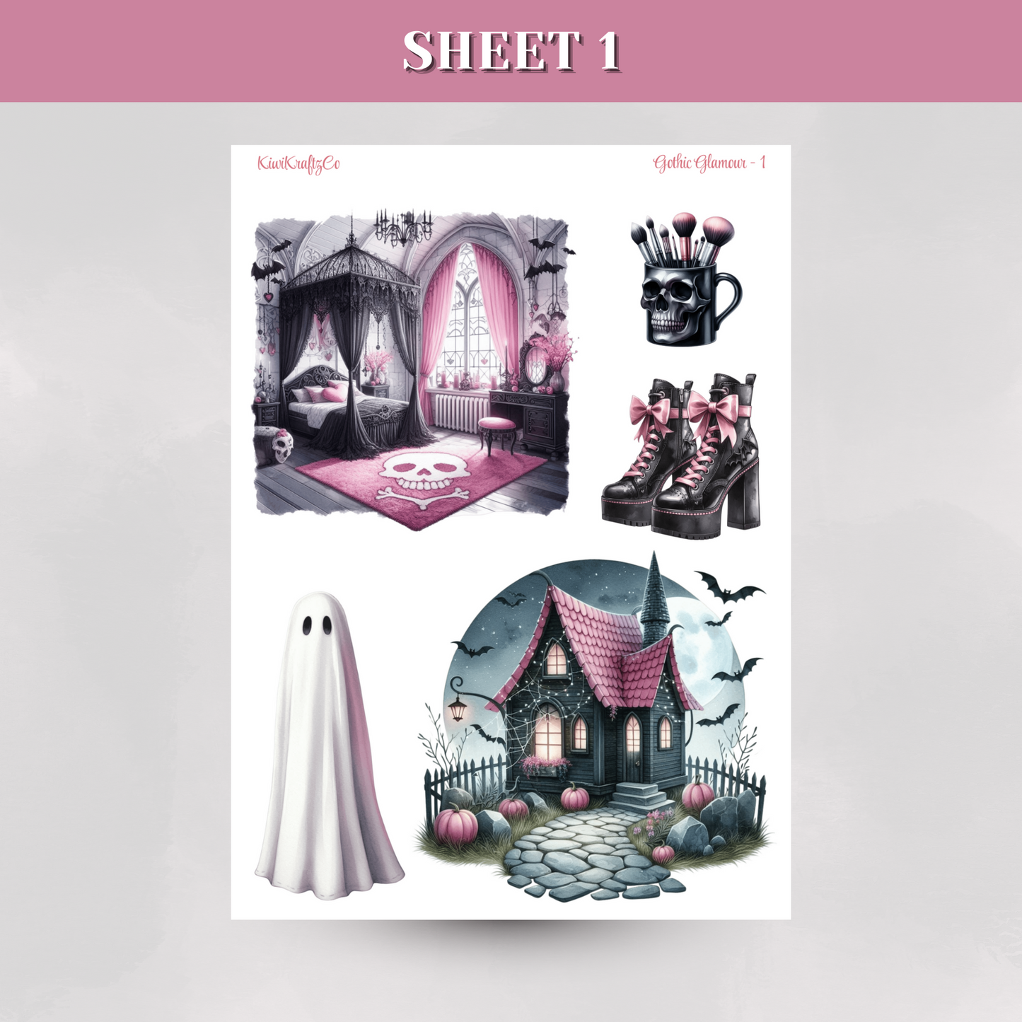 Gothic Glamour PHYSICAL Sticker Kit - Petite Size