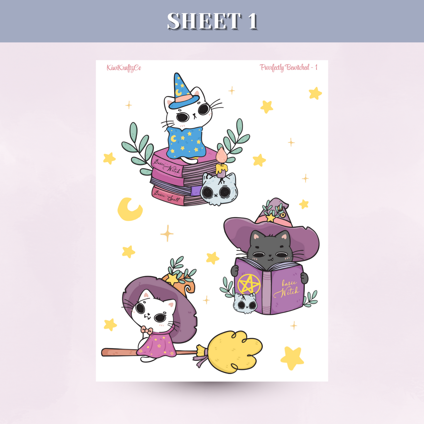 Purrfectly Bewitched PHYSICAL Sticker Kit - Standard Size
