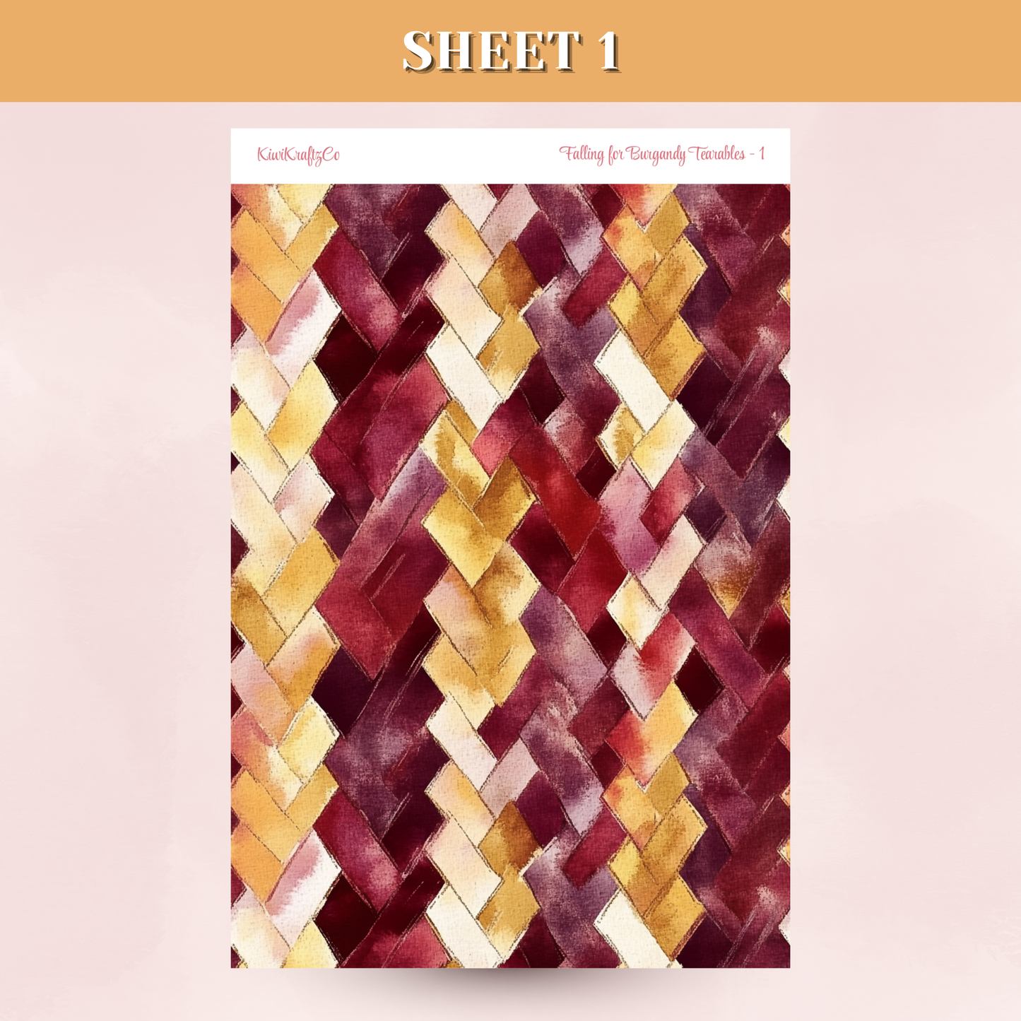 Falling for Burgandy Tearable Sticker Sheets