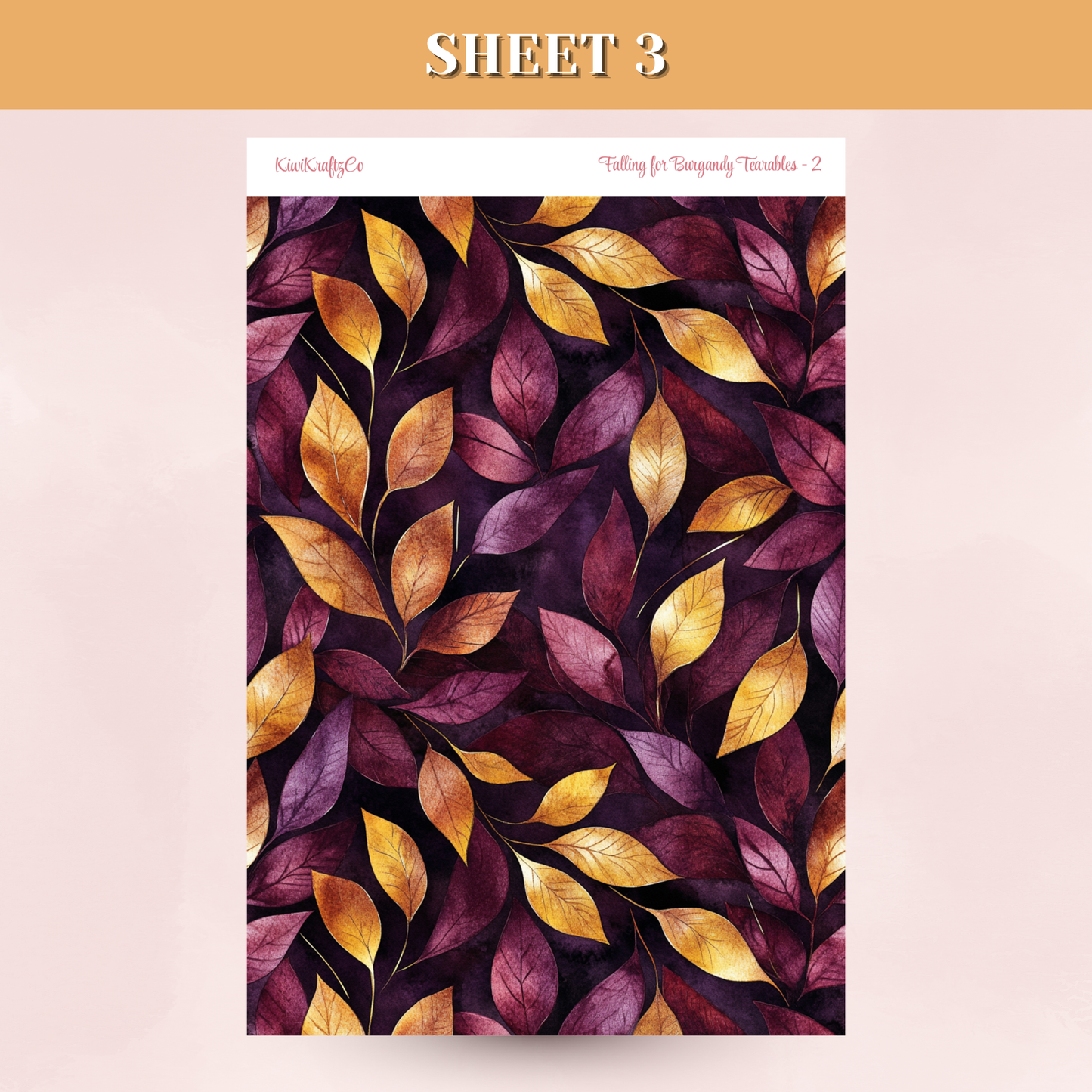 Falling for Burgandy Tearable Sticker Sheets