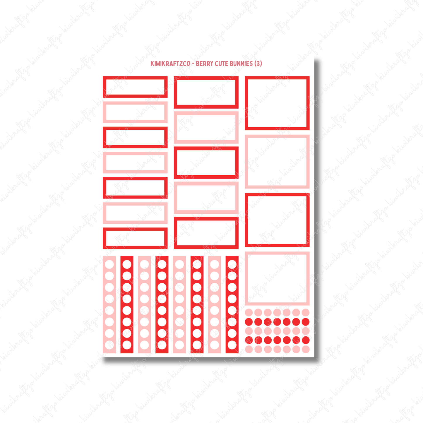 Berry Cute Bunnies PHYSICAL Sticker Kit - Petite Size