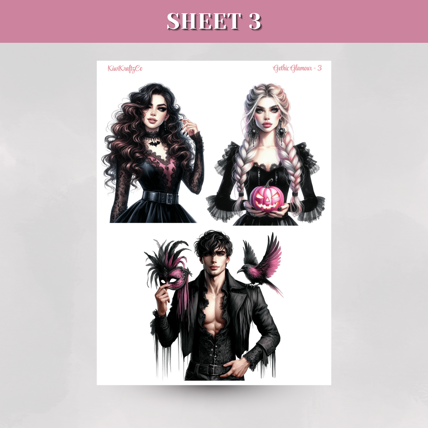 Gothic Glamour PHYSICAL Sticker Kit - Petite Size