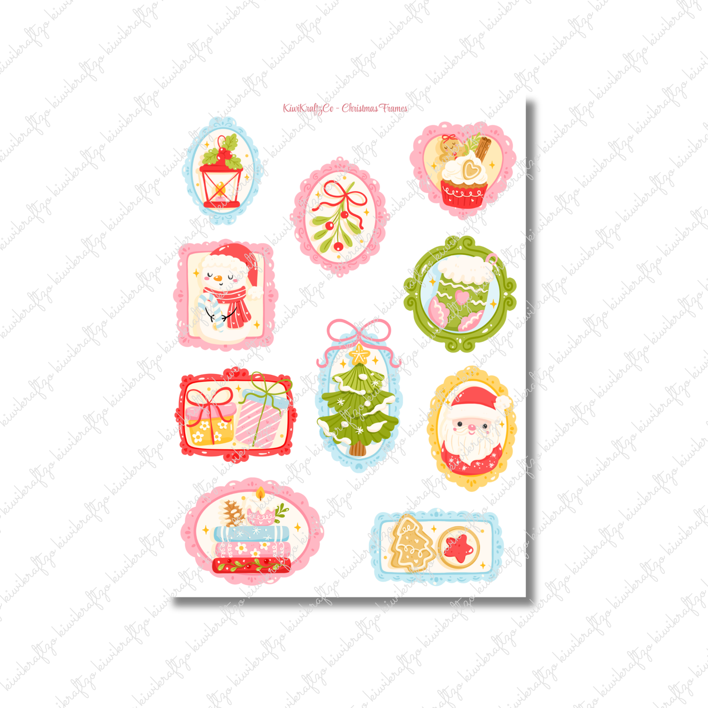 Christmas Frames PHYSICAL Sticker Sheet - Standard Size