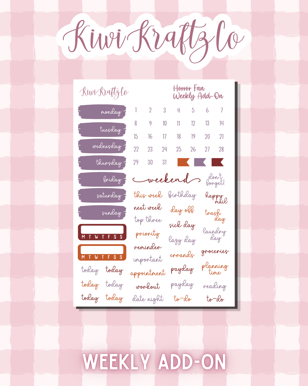 Horror Fan PHYSICAL Sticker Kit - Petite Size