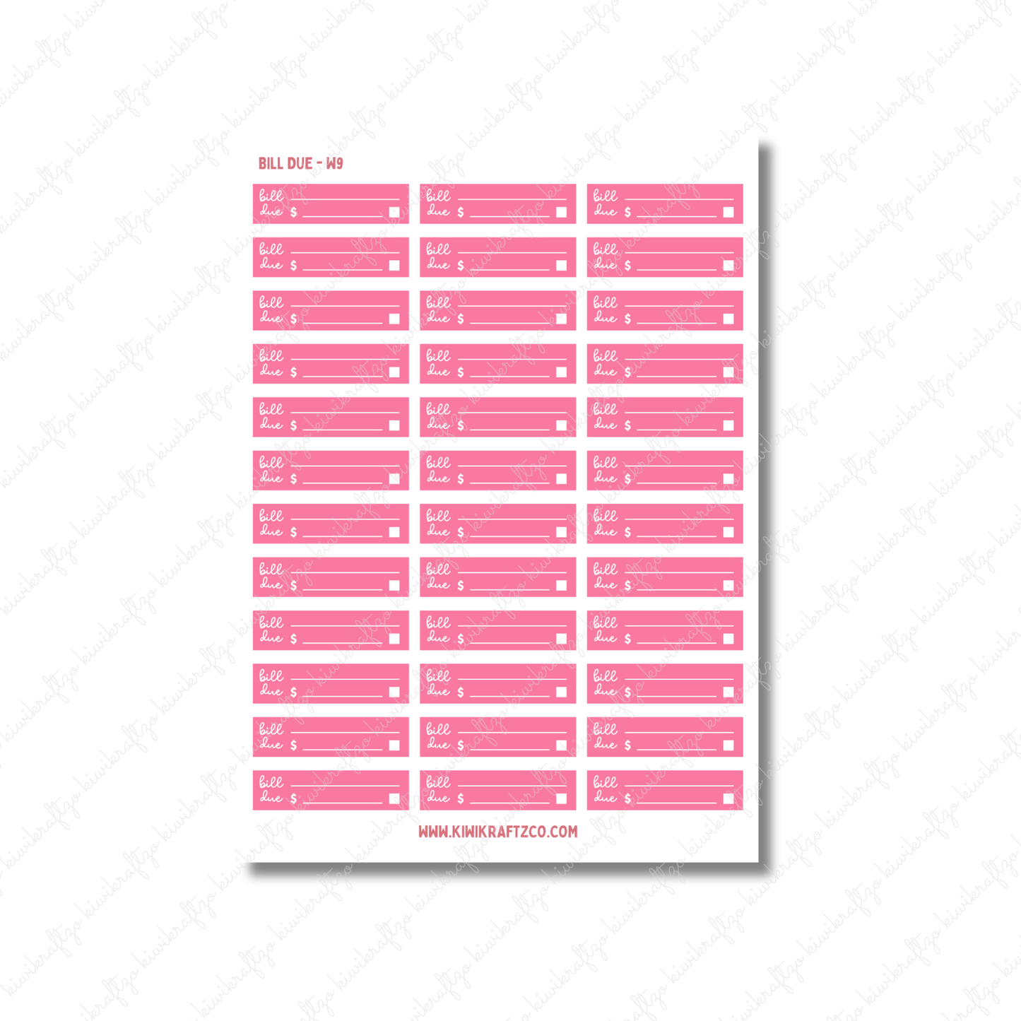 Bill Due Stickers - Standard Size W26