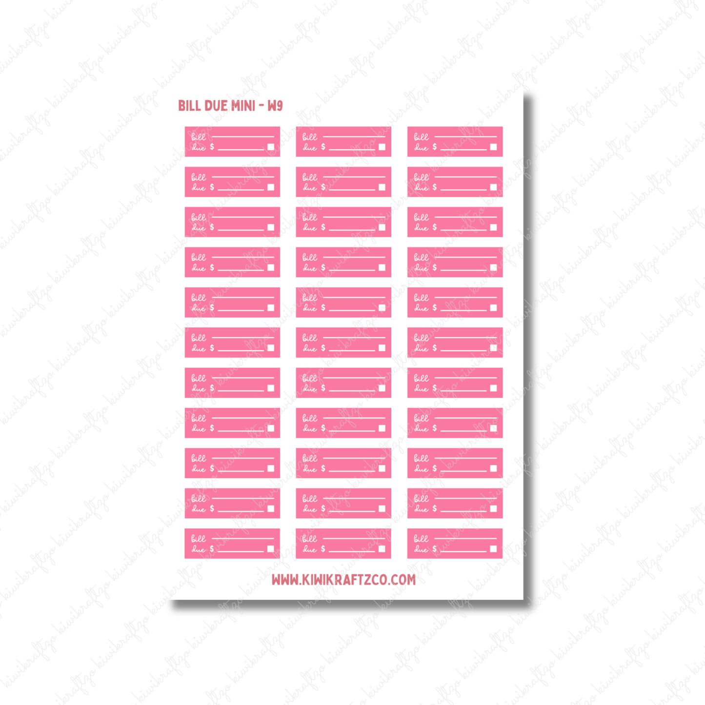 Bill Due Stickers - Mini Size W26