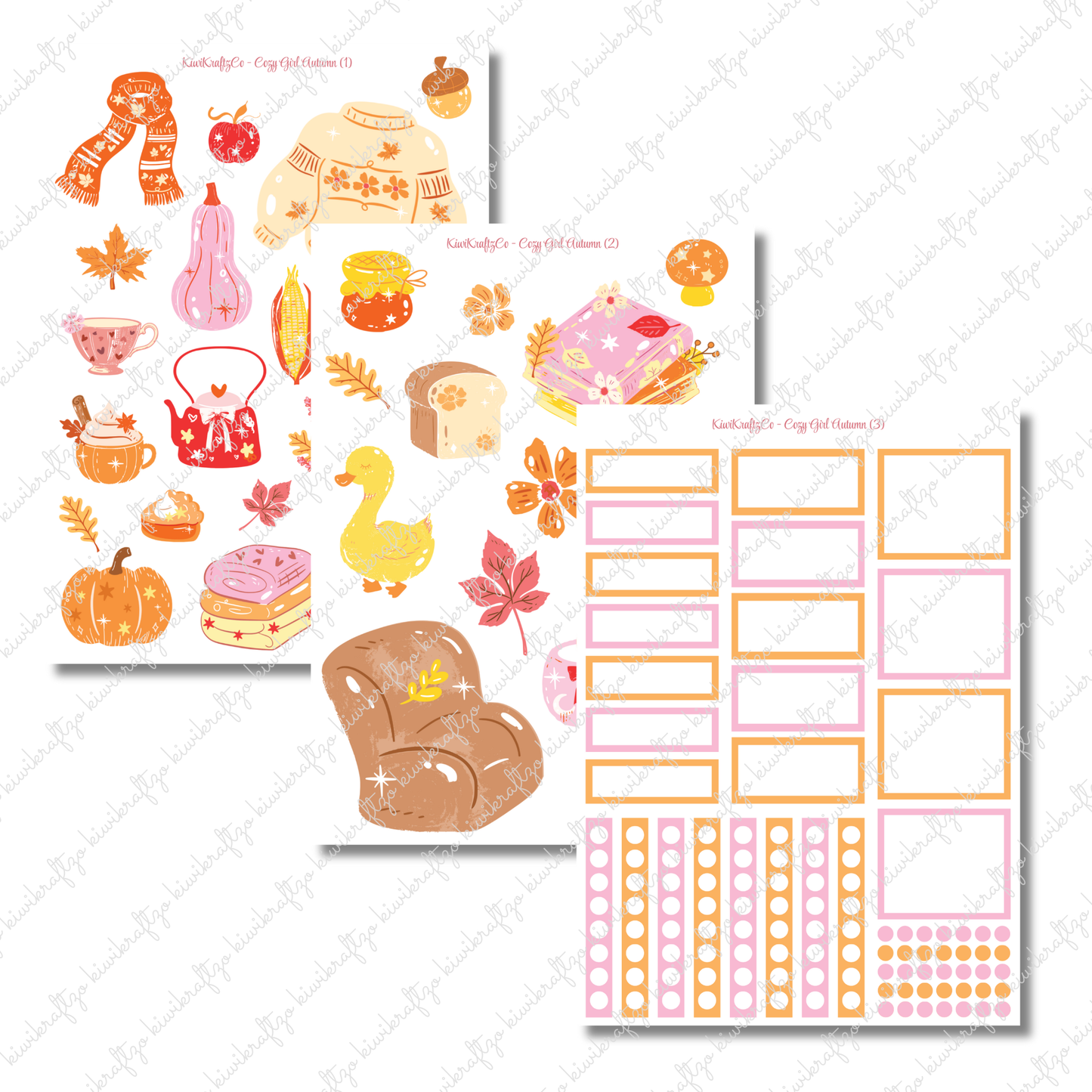 Cozy Girl Autumn PHYSICAL Sticker Kit - Standard Size