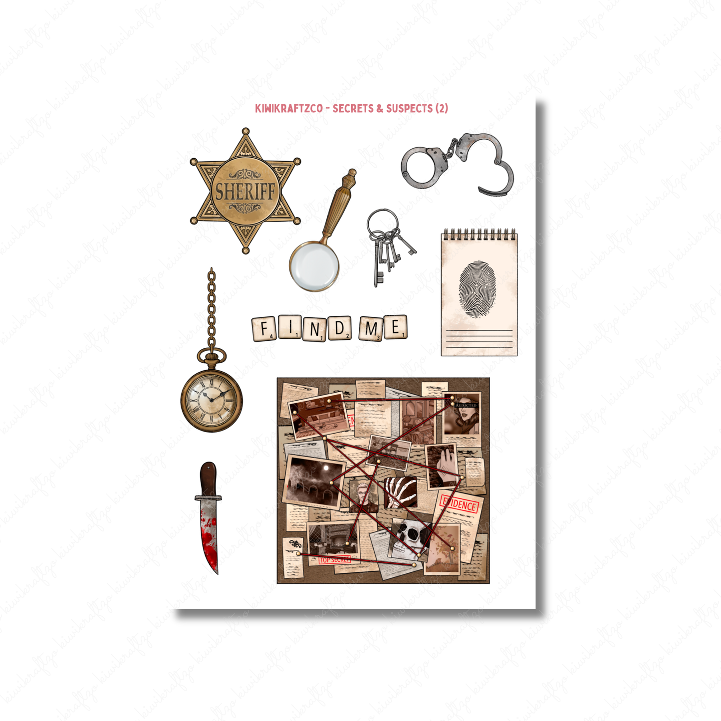 Secrets & Suspects PHYSICAL Sticker Kit - Petite Size