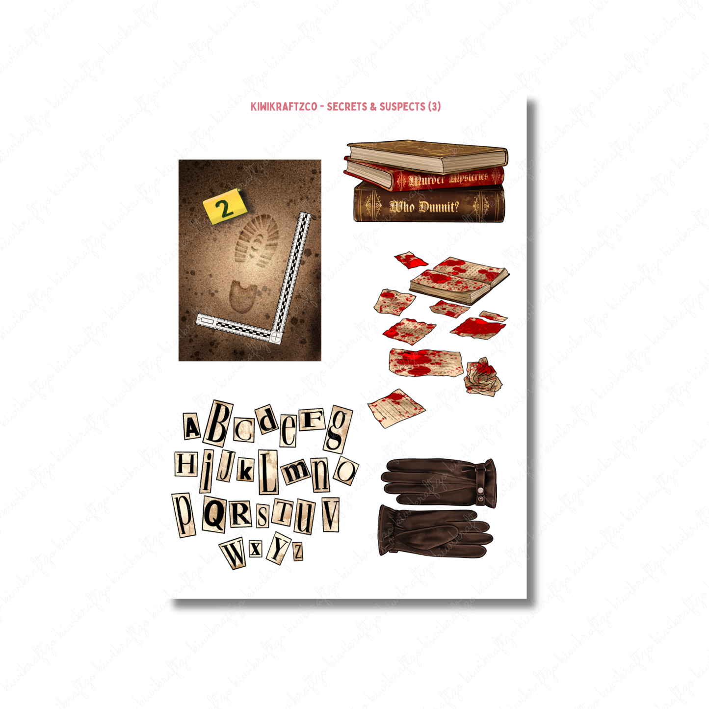 Secrets & Suspects PHYSICAL Sticker Kit - Petite Size