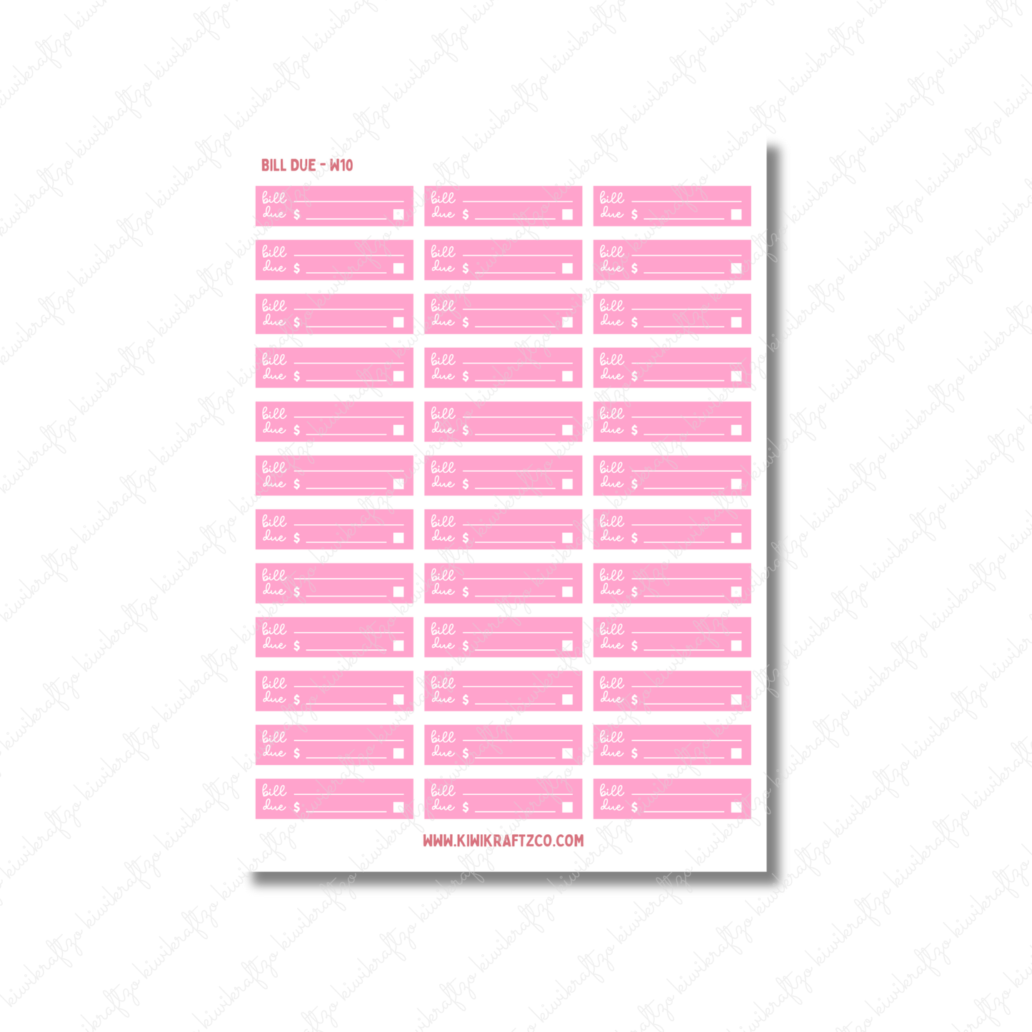 Bill Due Stickers - Standard Size W26