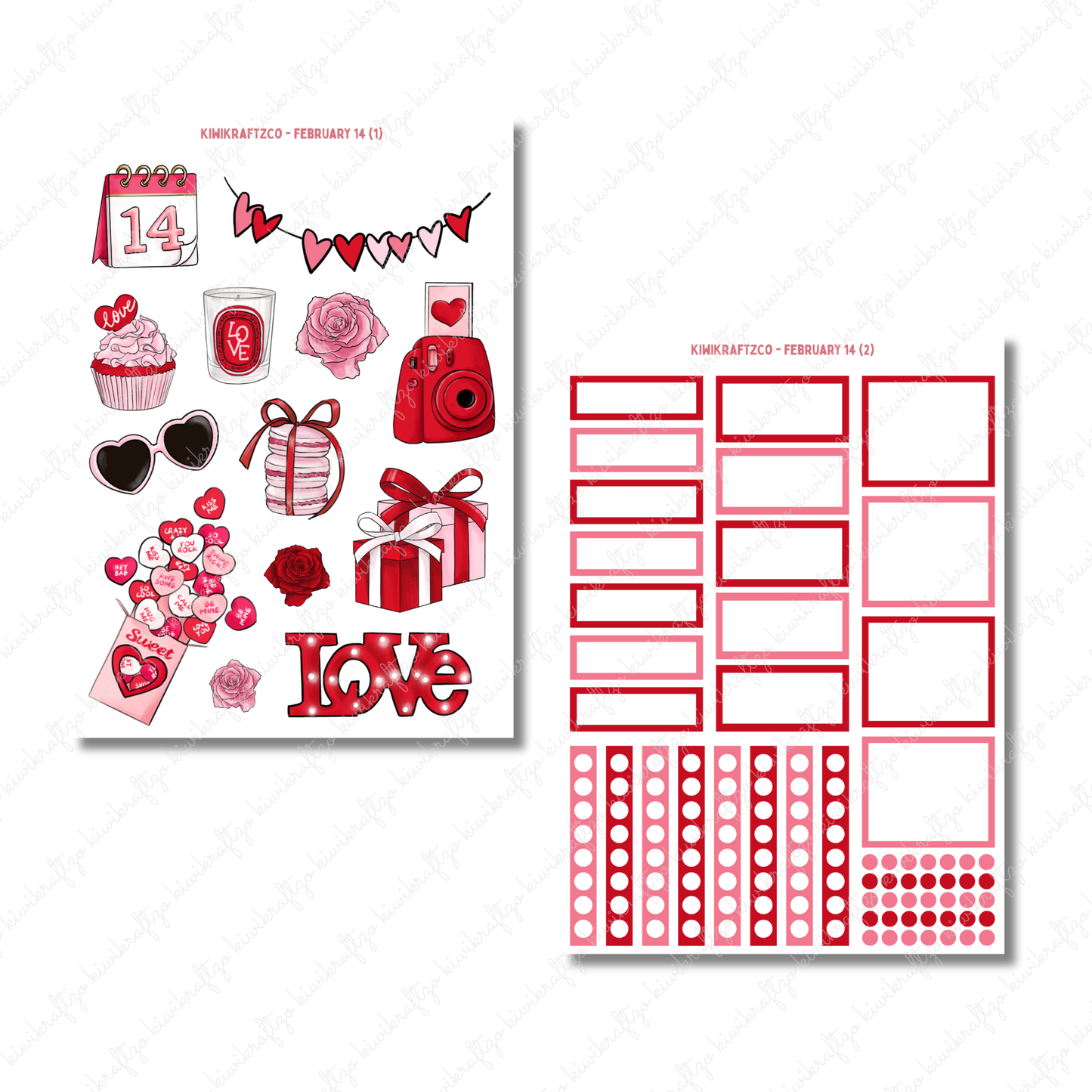 February 14 PHYSICAL Sticker Kit - Petite Size
