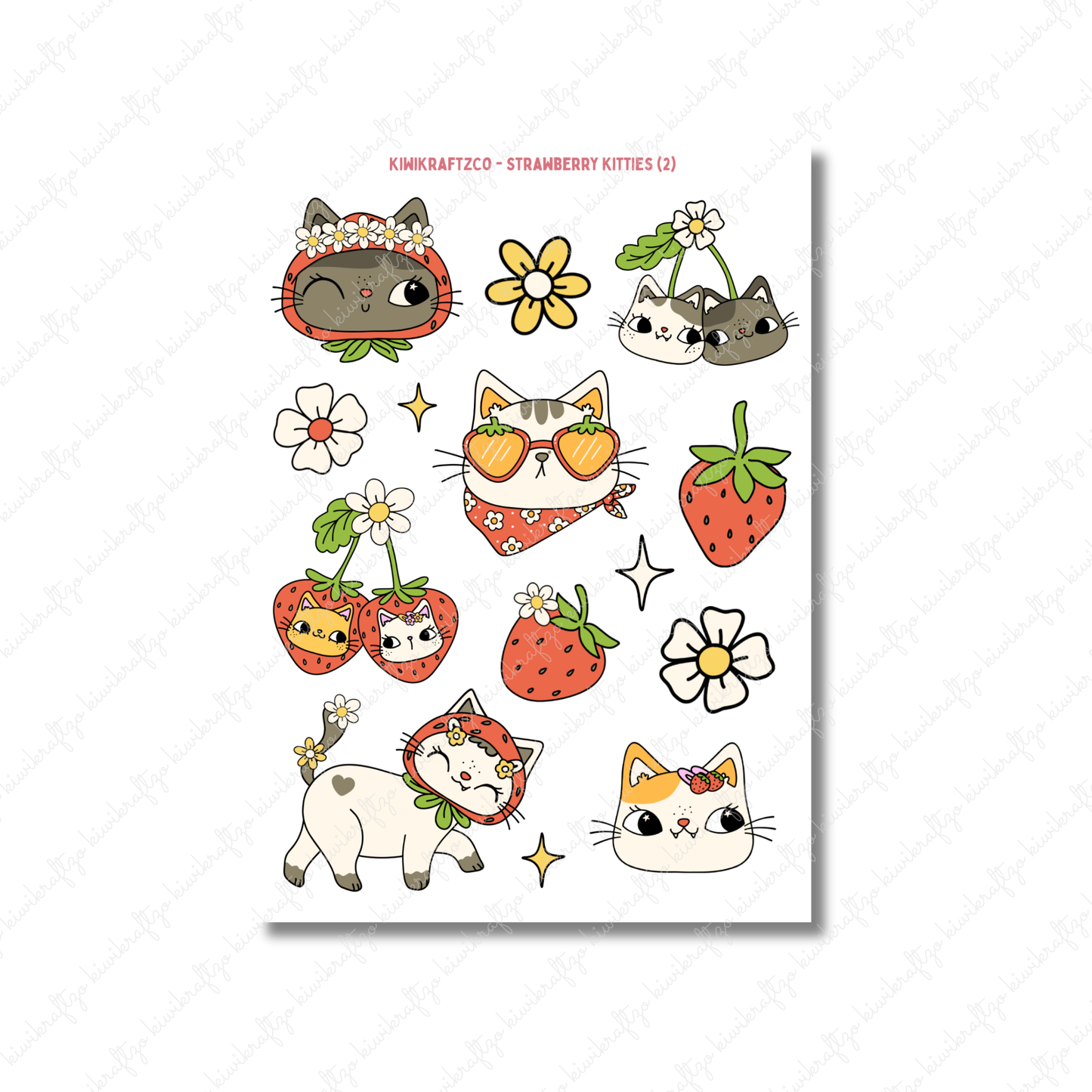 Strawberry Kitties PHYSICAL Sticker Kit - Petite Size