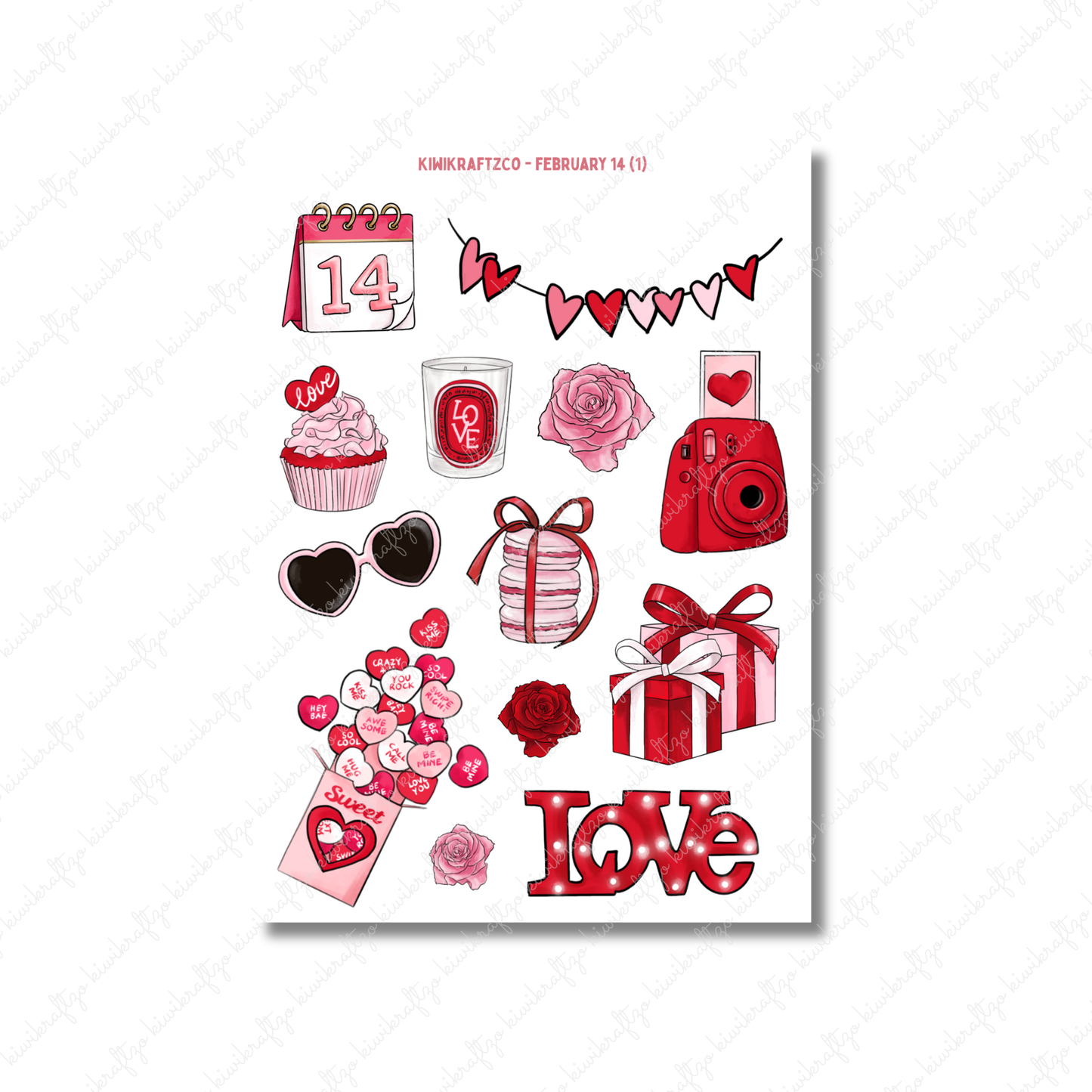 February 14 PHYSICAL Sticker Kit - Petite Size