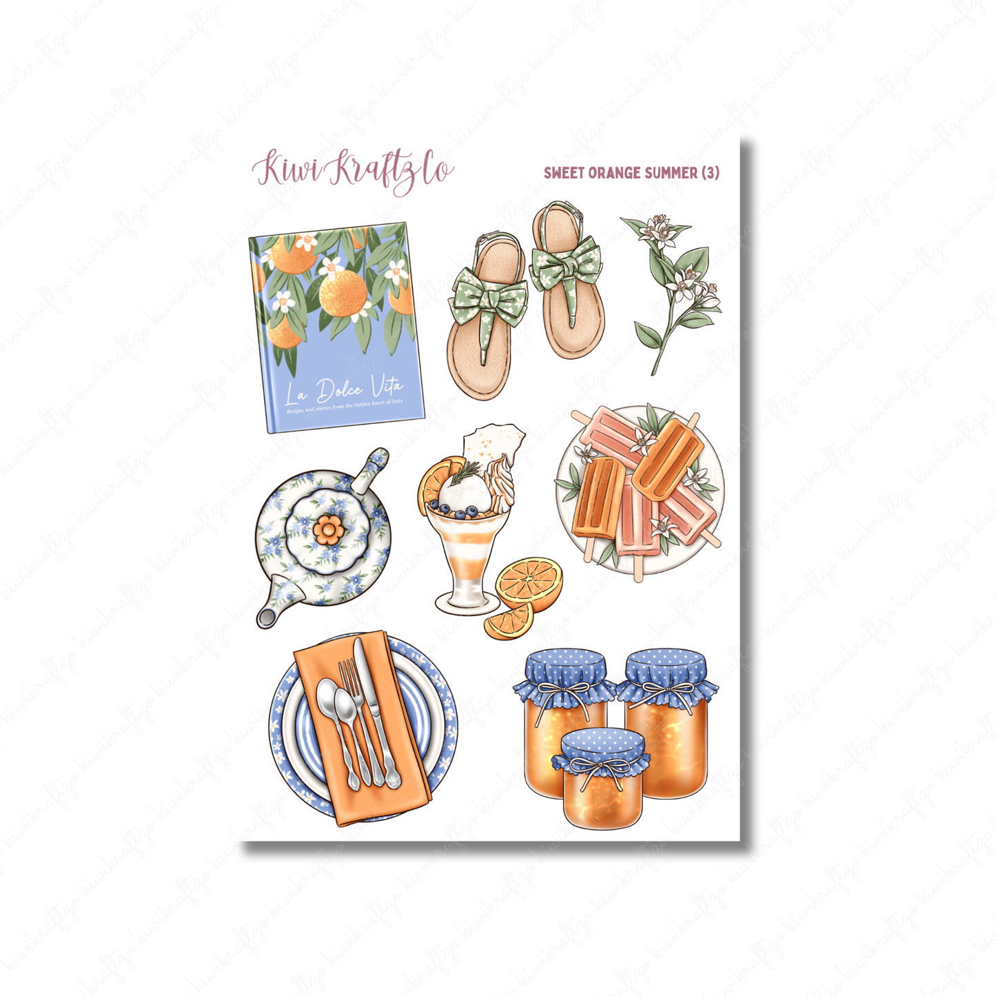 Sweet Orange Summer PHYSICAL Sticker Kit - Petite Size