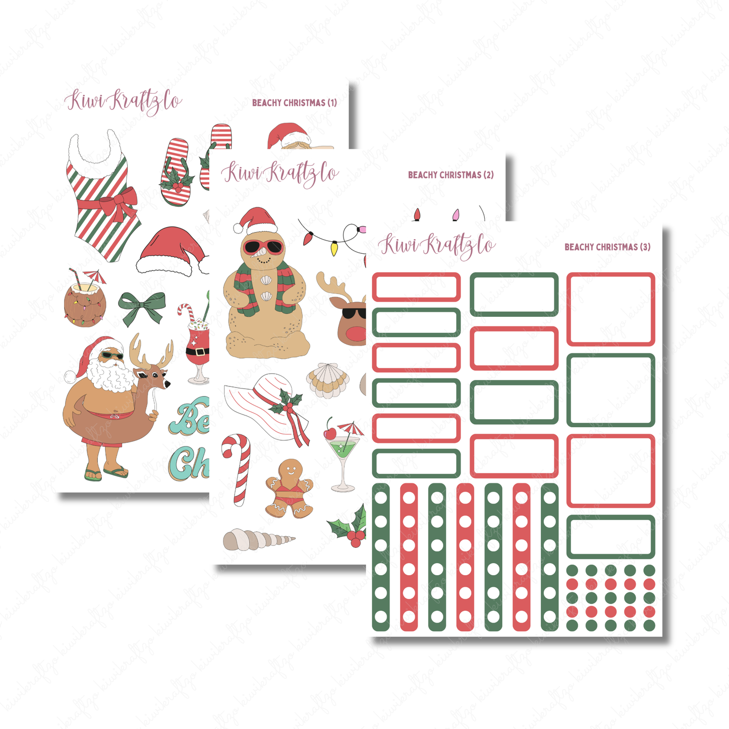 Beachy Christmas PHYSICAL Sticker Kit - Petite Size