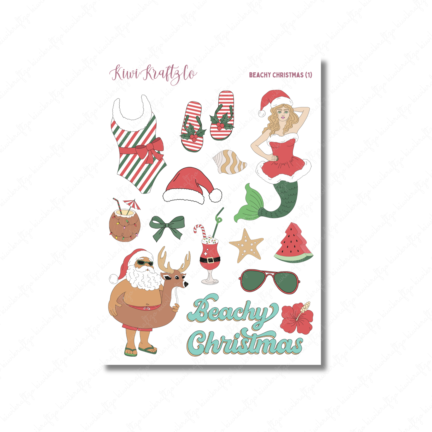 Beachy Christmas PHYSICAL Sticker Kit - Petite Size
