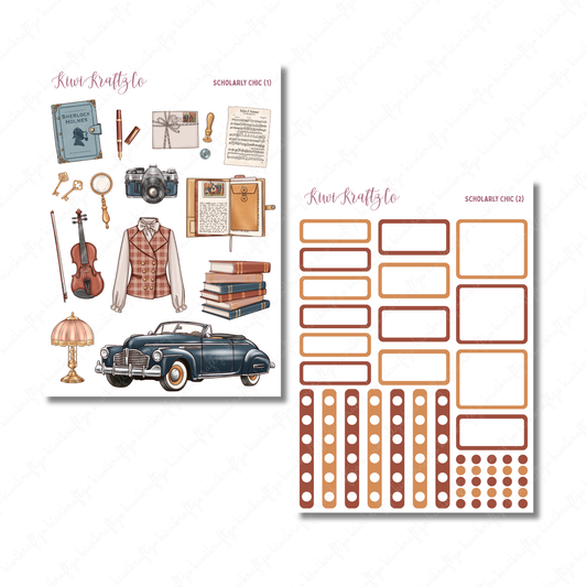 Scholarly Chic PHYSICAL Sticker Kit - Petite Size