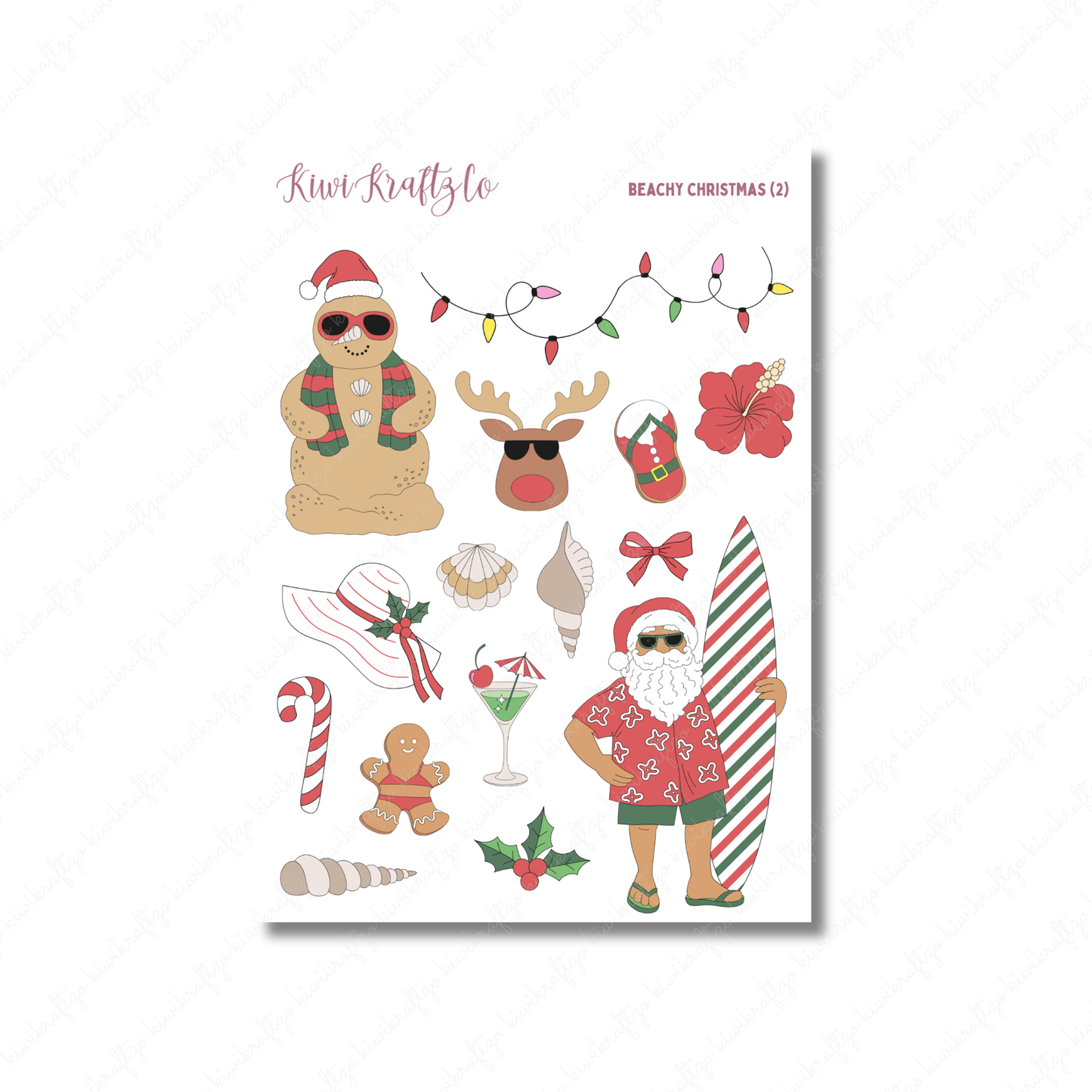 Beachy Christmas PHYSICAL Sticker Kit - Petite Size