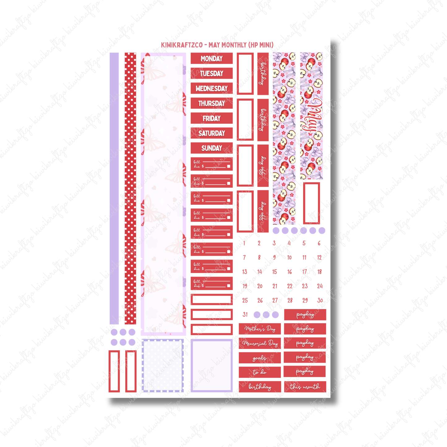 May Monthly Sticker Kit - HP Mini