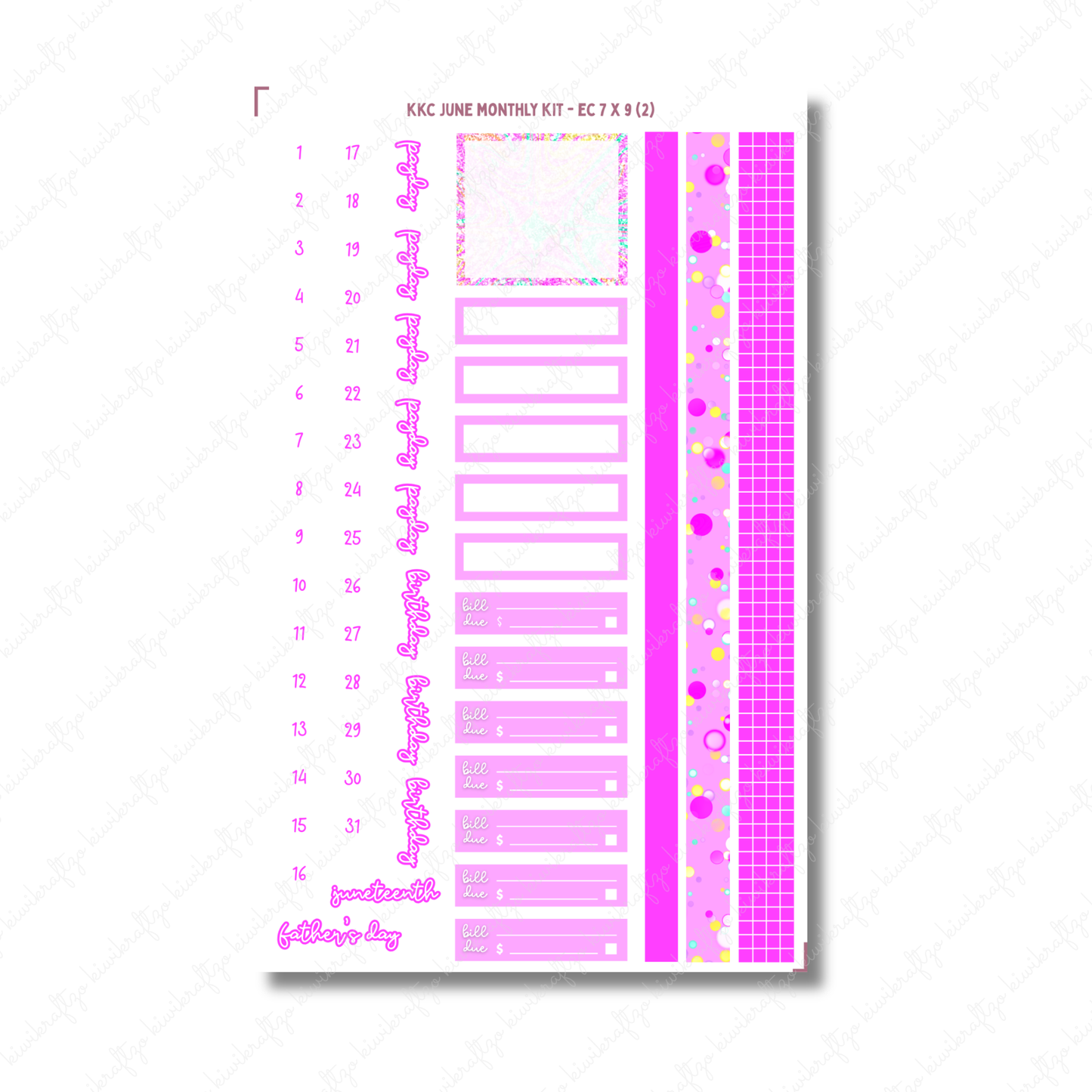 June Monthly Sticker Kit - Erin Condren 7 x 9 (PRIDE)