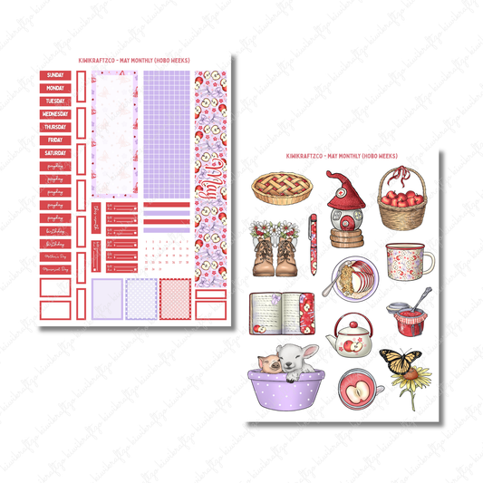 May Monthly Sticker Kit - Hobo Weeks