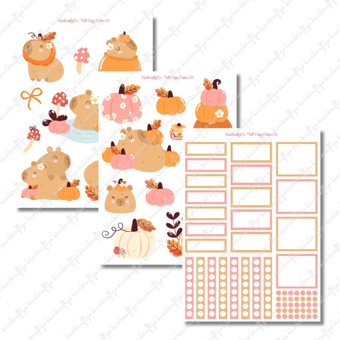 Fall Capy Cuties PHYSICAL Sticker Kit - Petite Size
