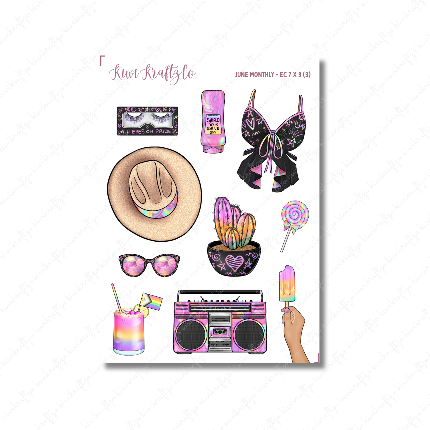 June Monthly Sticker Kit - Erin Condren 7 x 9 (PRIDE)