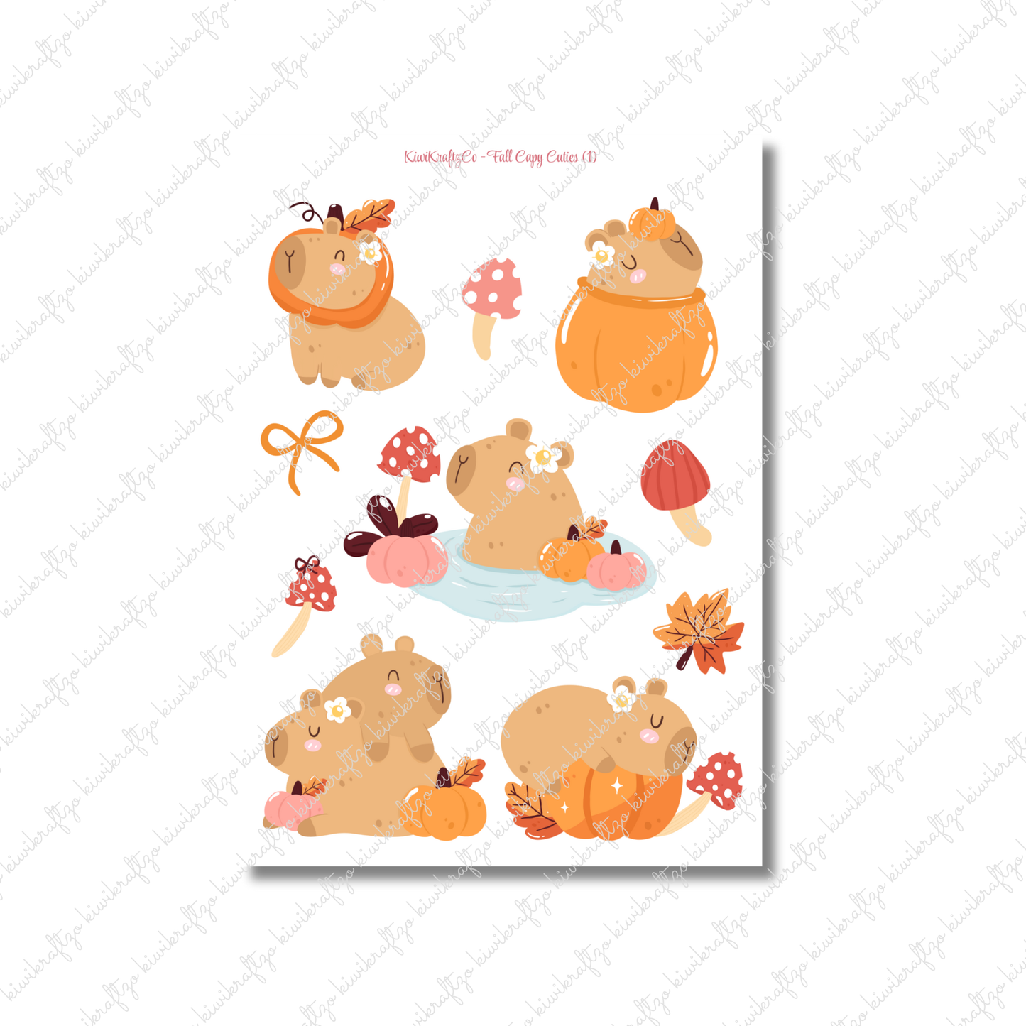 Fall Capy Cuties PHYSICAL Sticker Kit - Petite Size