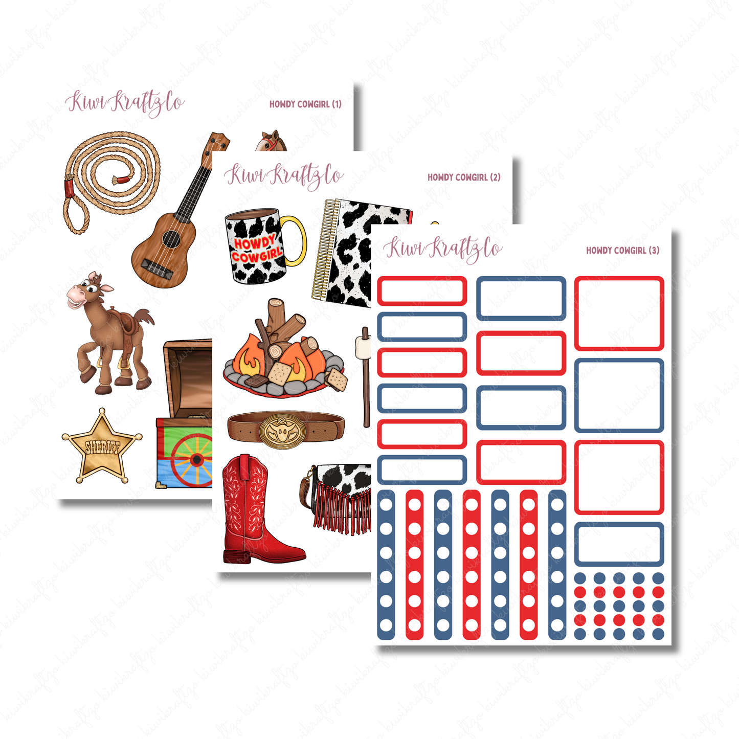 Howdy Cowgirl PHYSICAL Sticker Kit - Petite Size