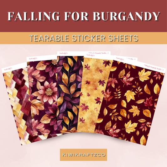 Falling for Burgandy Tearable Sticker Sheets