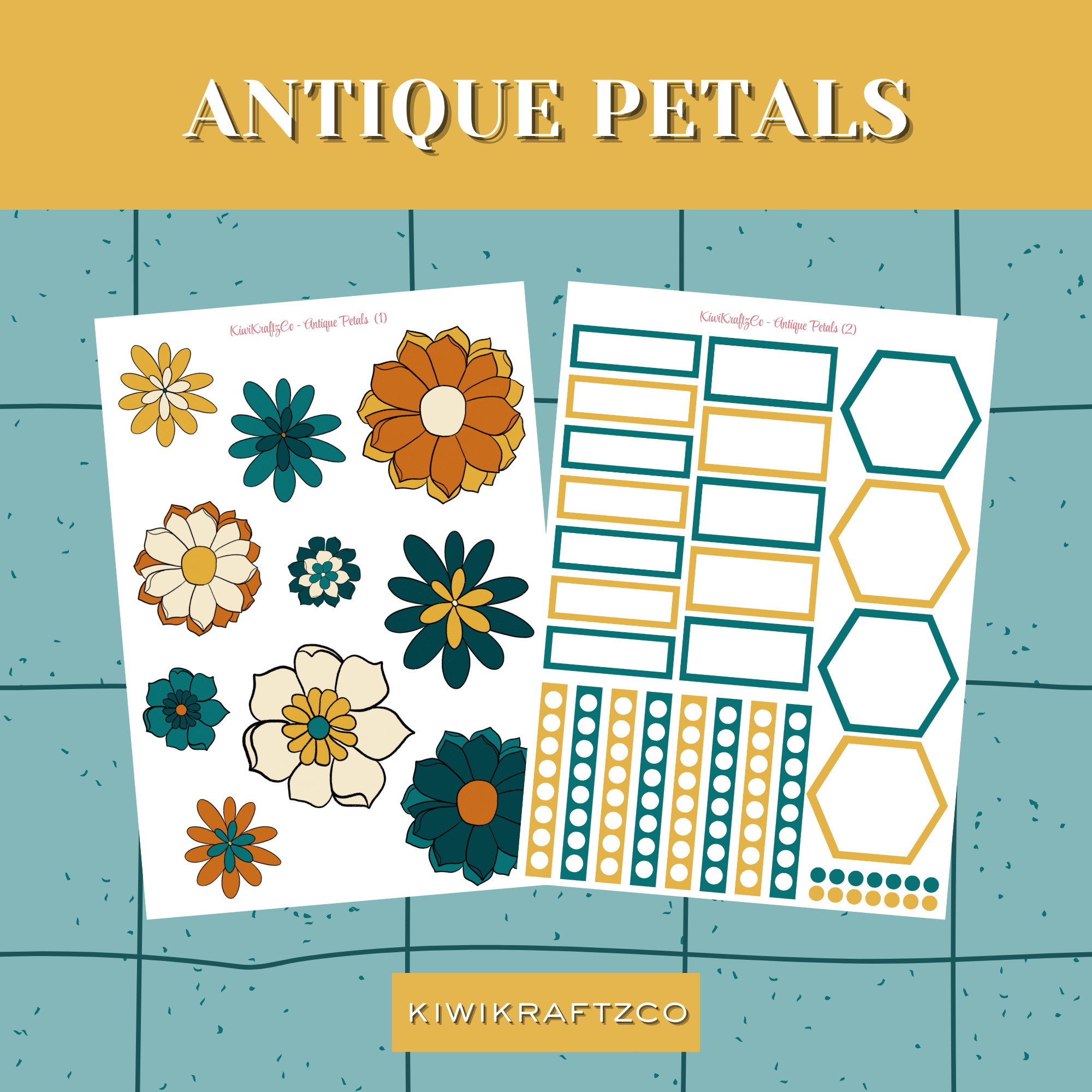 Antique Petals PHYSICAL Sticker Kit - Standard Size – KiwiKraftzCo