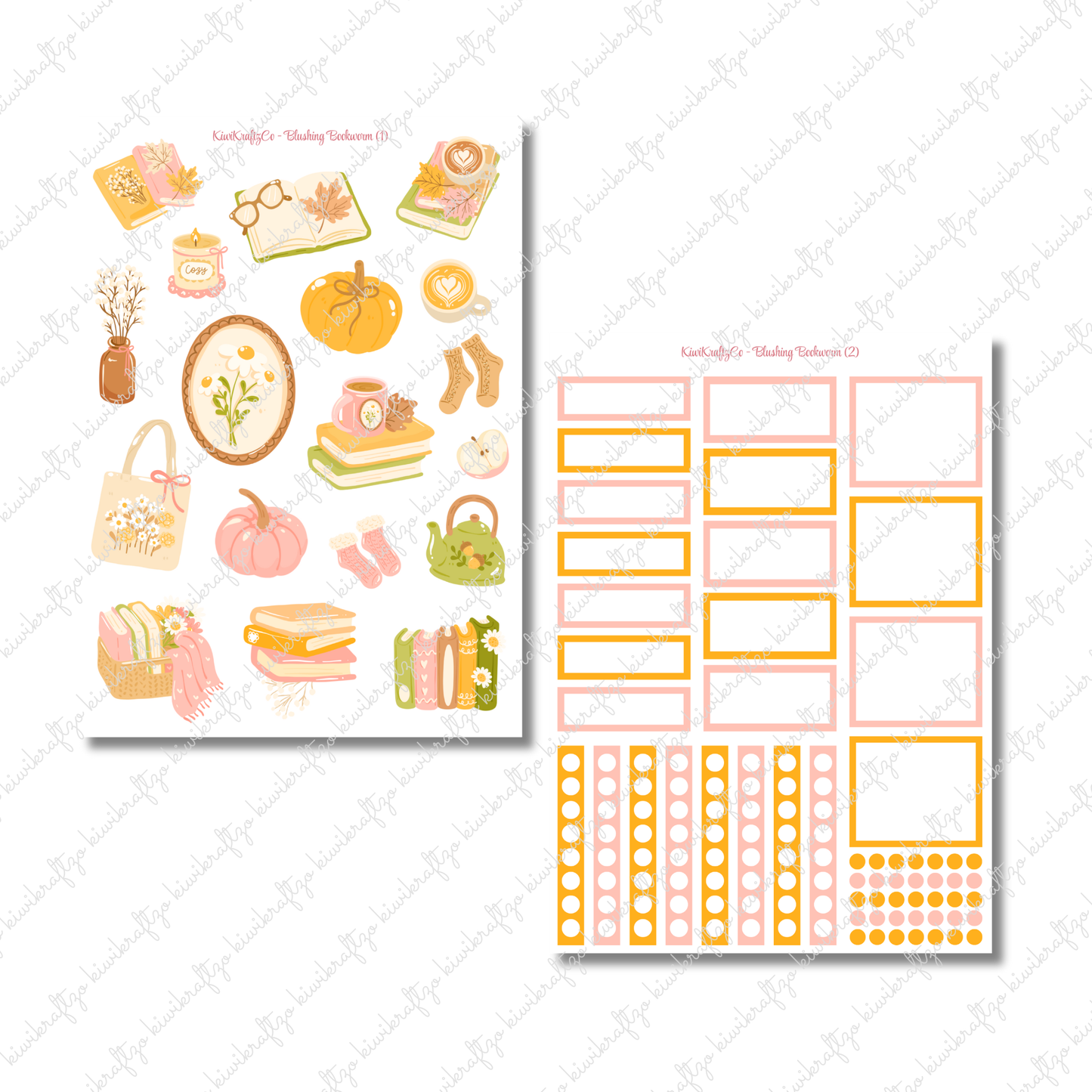 Blushing Bookworm PHYSICAL Sticker Kit - Petite Size