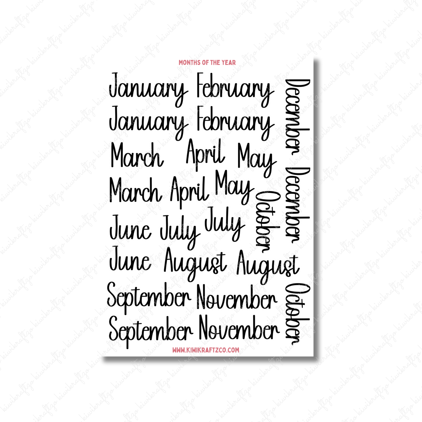 Months of the Year Stickers