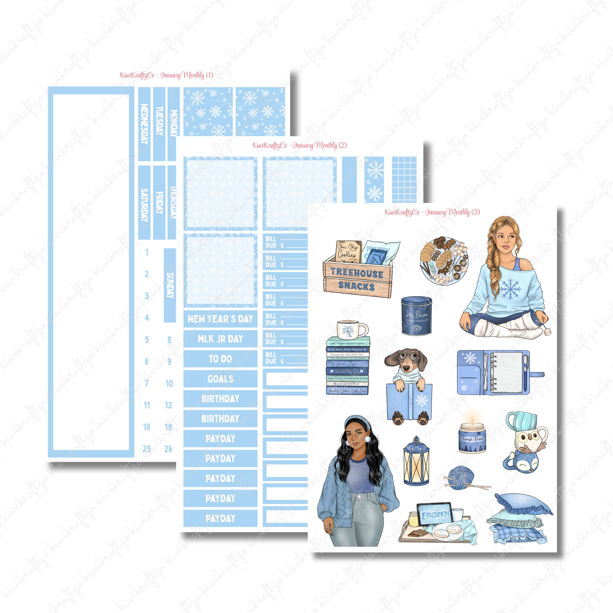 January Monthly Sticker Kit - Classic 7 x 9 – KiwiKraftzCo
