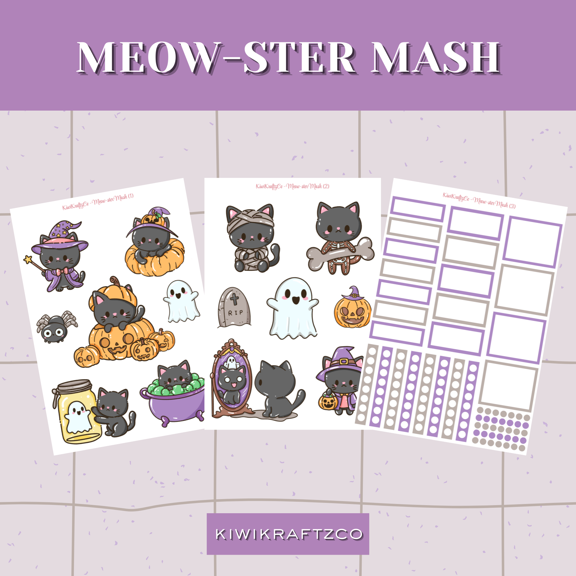Meow-ster Mash PHYSICAL Sticker Kit - Standard Size – KiwiKraftzCo