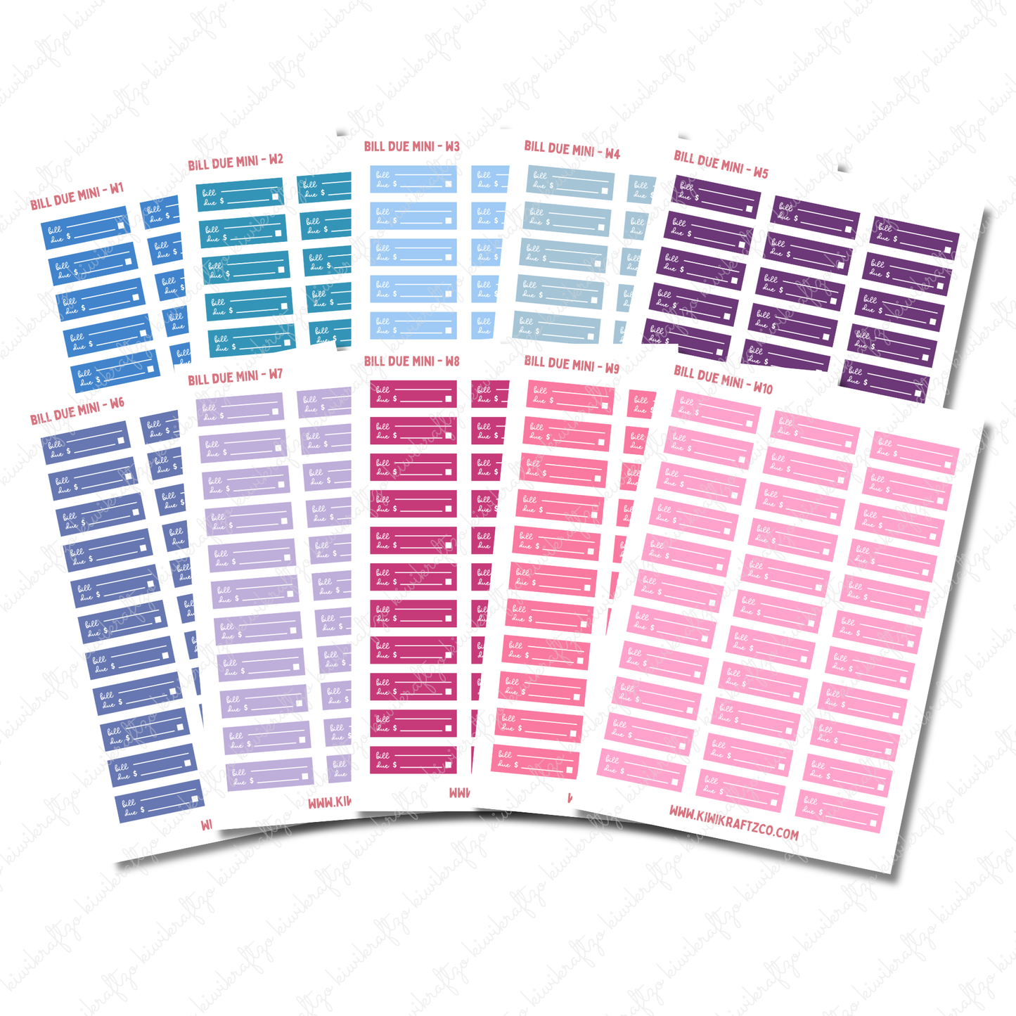 Bill Due Stickers - Mini Size W26