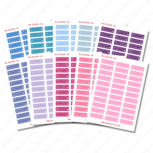 Bill Due Stickers - Mini Size W26