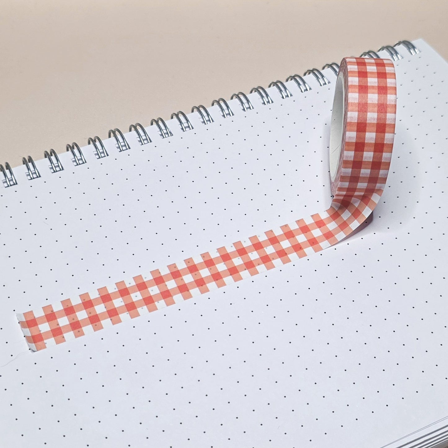 Orange Gingham Washi Tape - 15mm