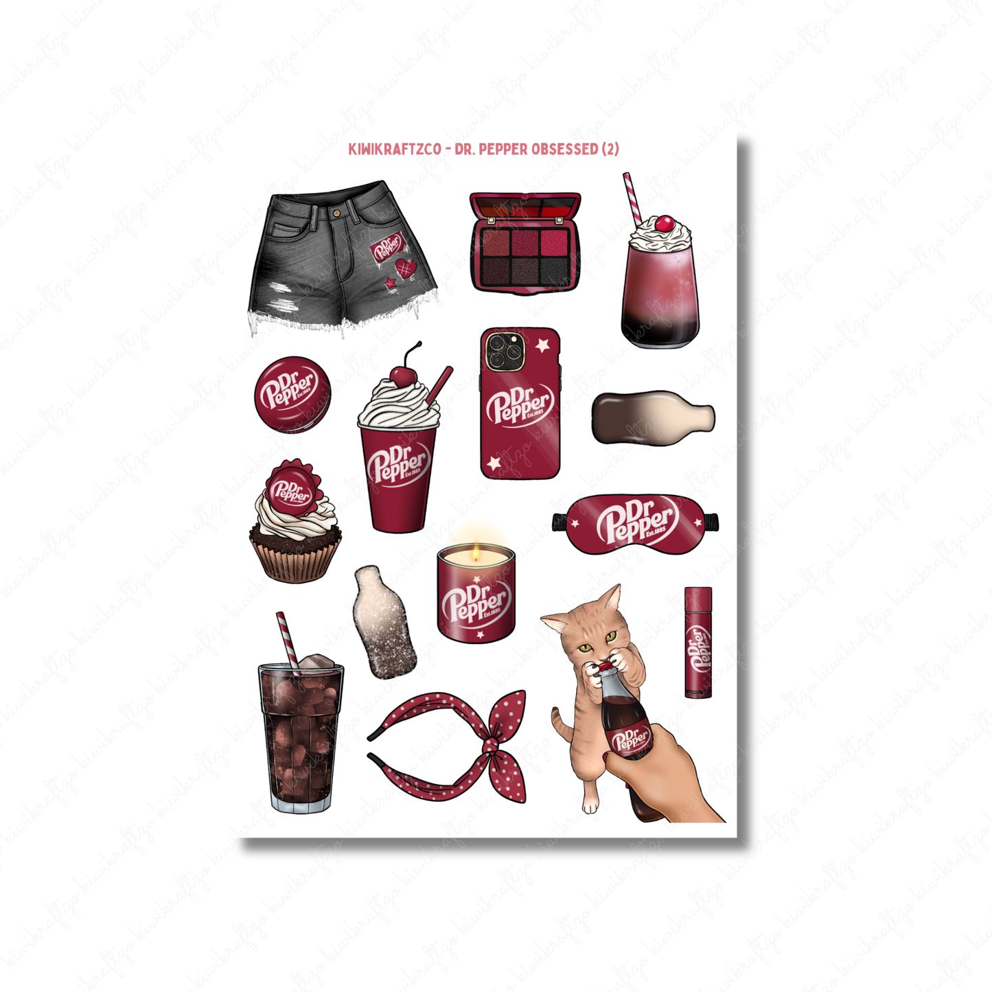 Dr. Pepper Obsessed PHYSICAL Sticker Kit - Standard Size