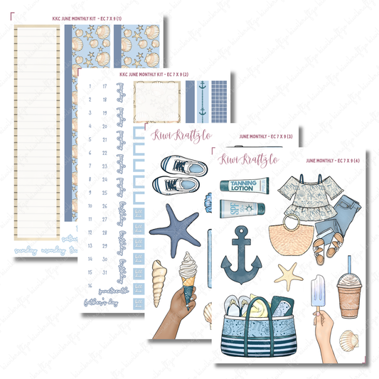 June Monthly Sticker Kit - Erin Condren 7 x 9
