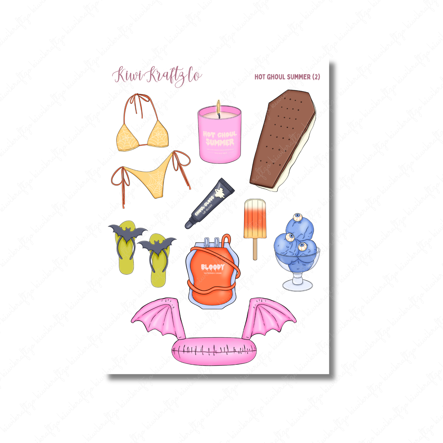 Hot Ghoul Summer PHYSICAL Sticker Kit - Petite Size