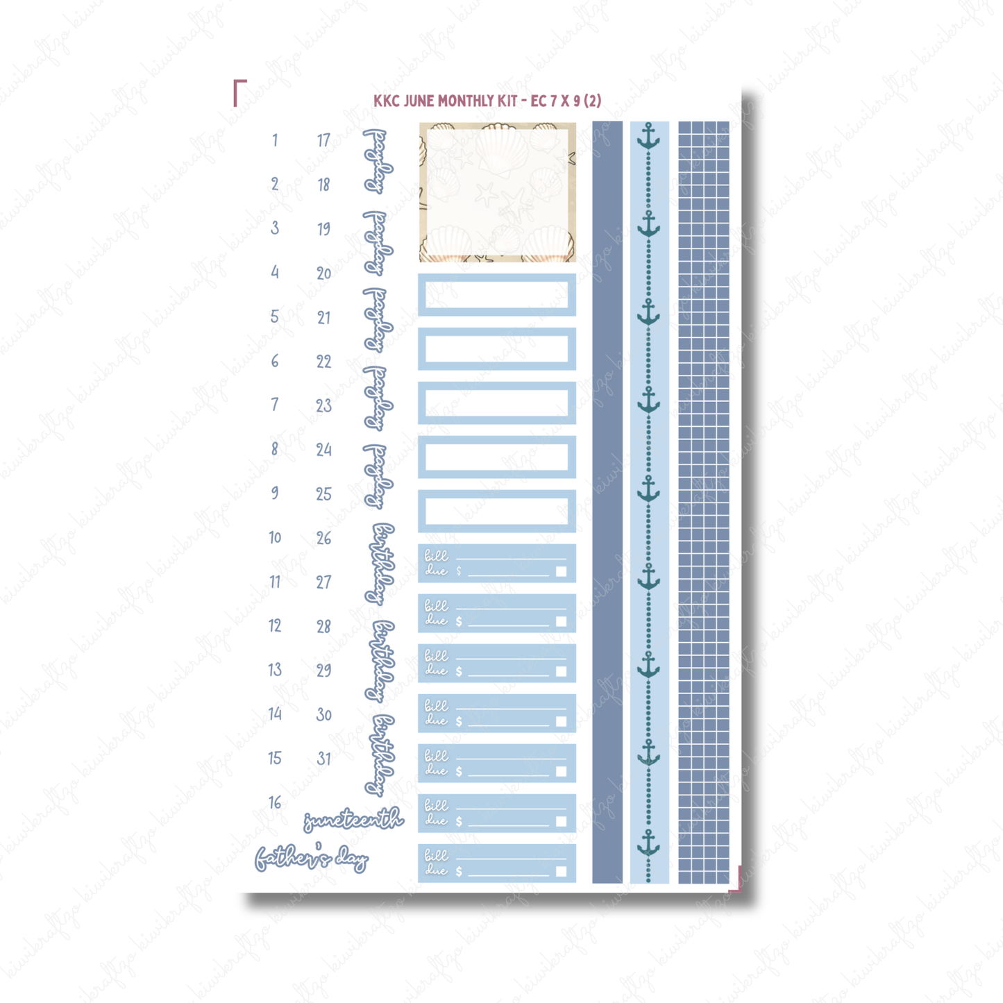 June Monthly Sticker Kit - Erin Condren 7 x 9