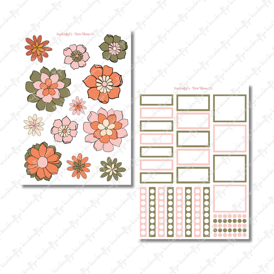 Retro Blooms PHYSICAL Sticker Kit - Petite Size