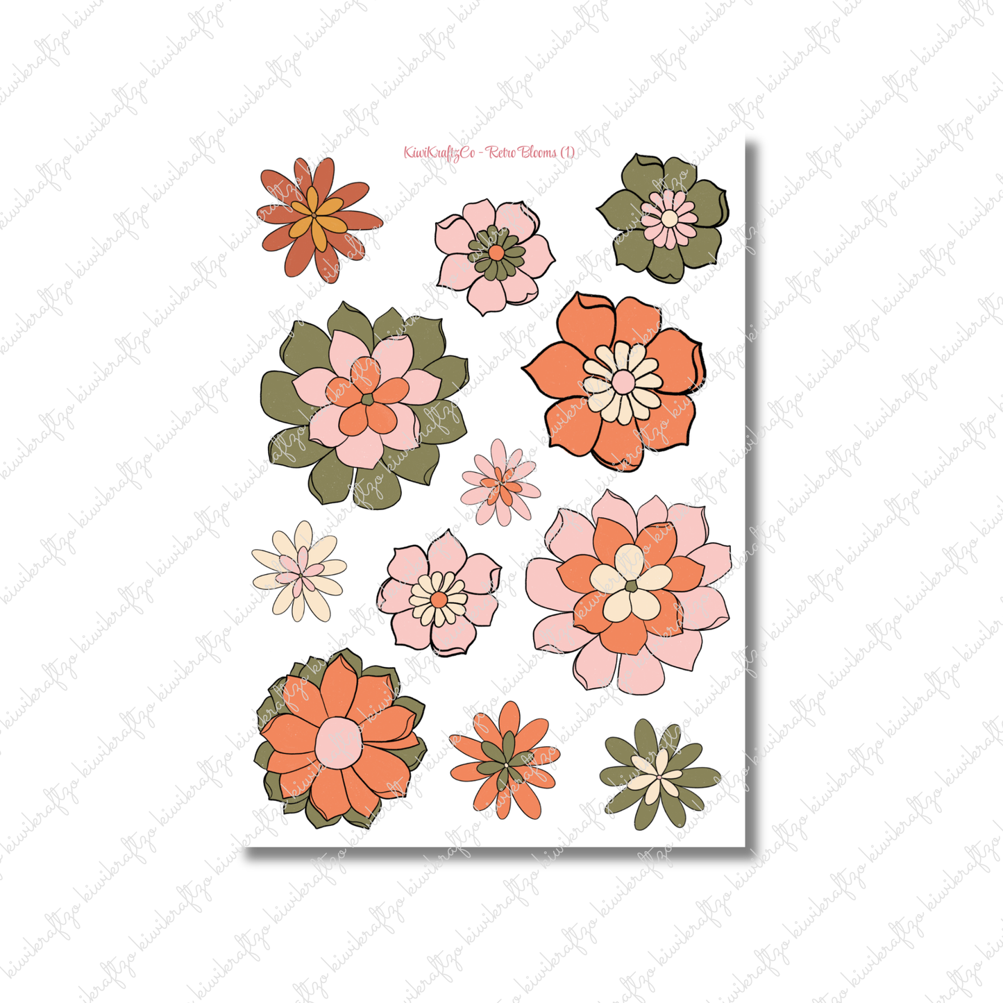Retro Blooms PHYSICAL Sticker Kit - Petite Size
