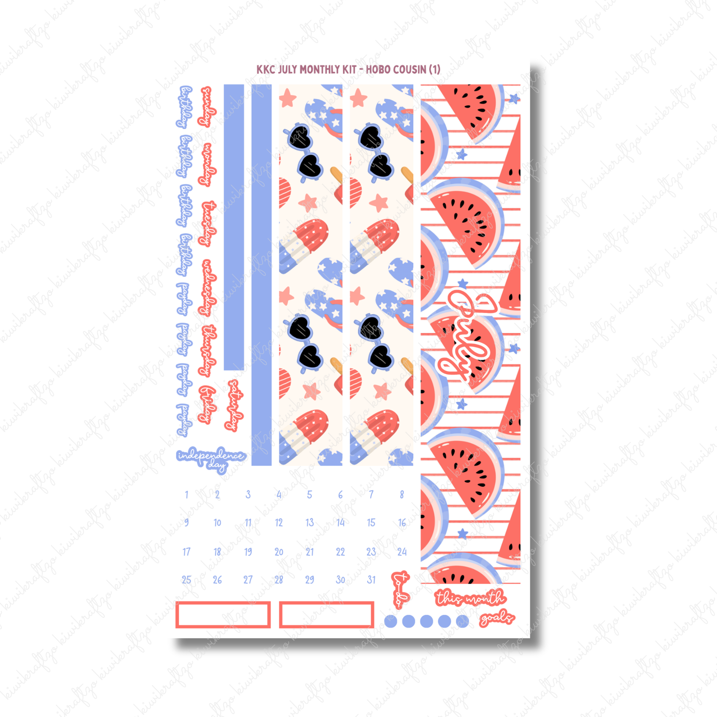 July Monthly Kit - Hobonichi Cousin