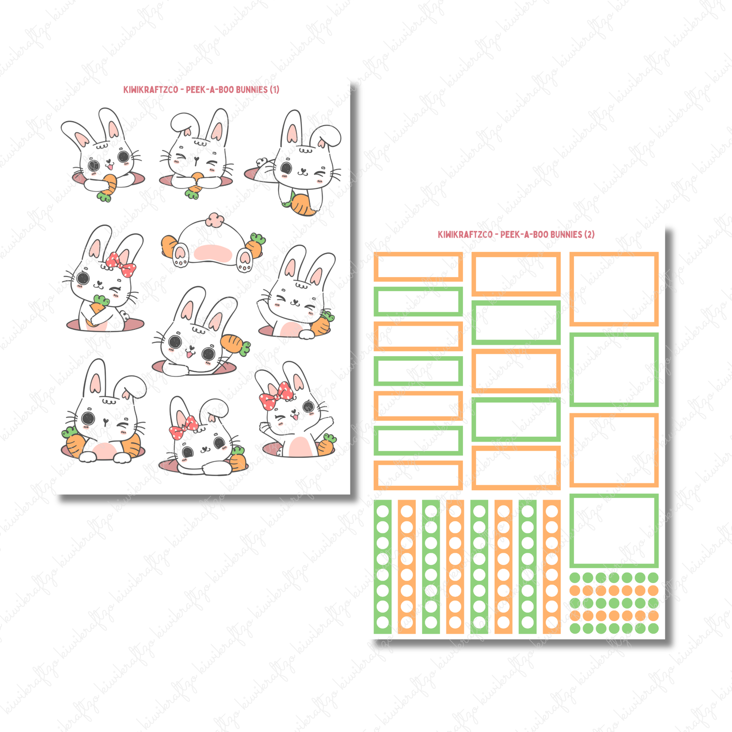 Peek-a-boo Bunnies PHYSICAL Sticker Kit - Petite Size