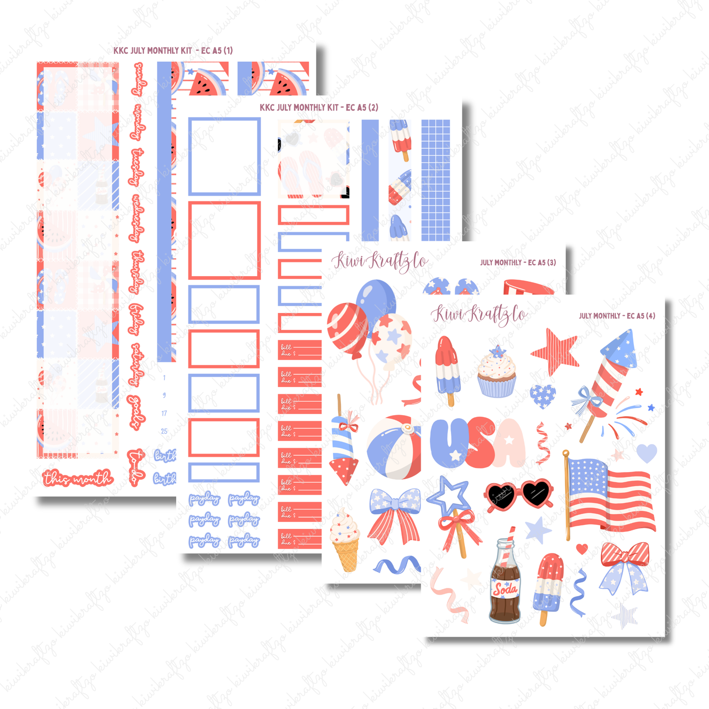 July Monthly Kit - Erin Condren A5