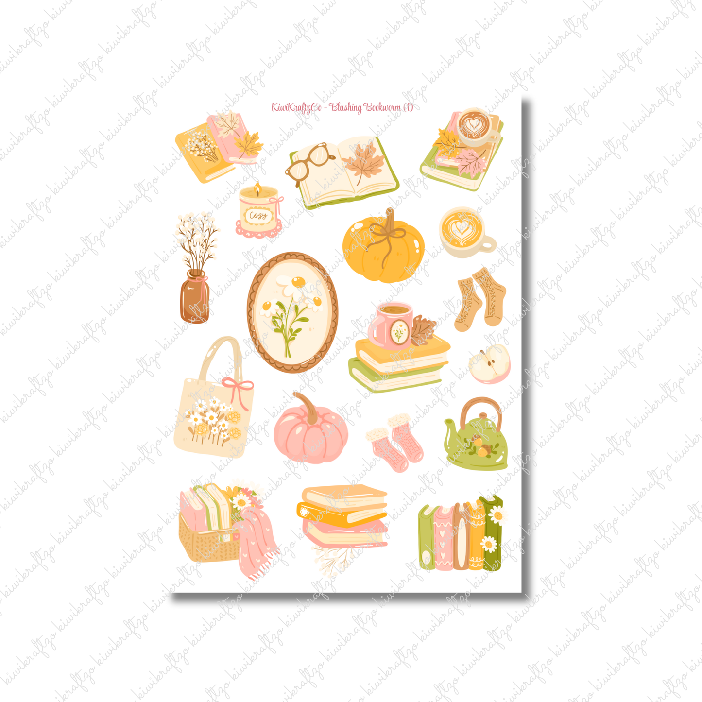 Blushing Bookworm PHYSICAL Sticker Kit - Petite Size